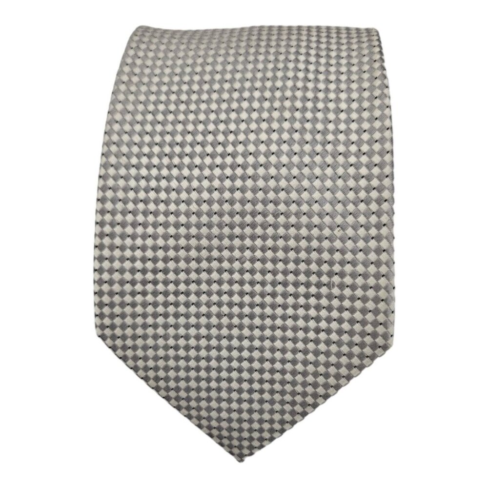 DONALD TRUMP Ivory Geometric Silk Tie HANDMADE 61"/ 3.8" EC
